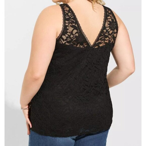 NWT Torrid Stretch Lace V-Neck Tank Black Sleeveless Top Shell Plus Size 1X - Picture 2 of 14